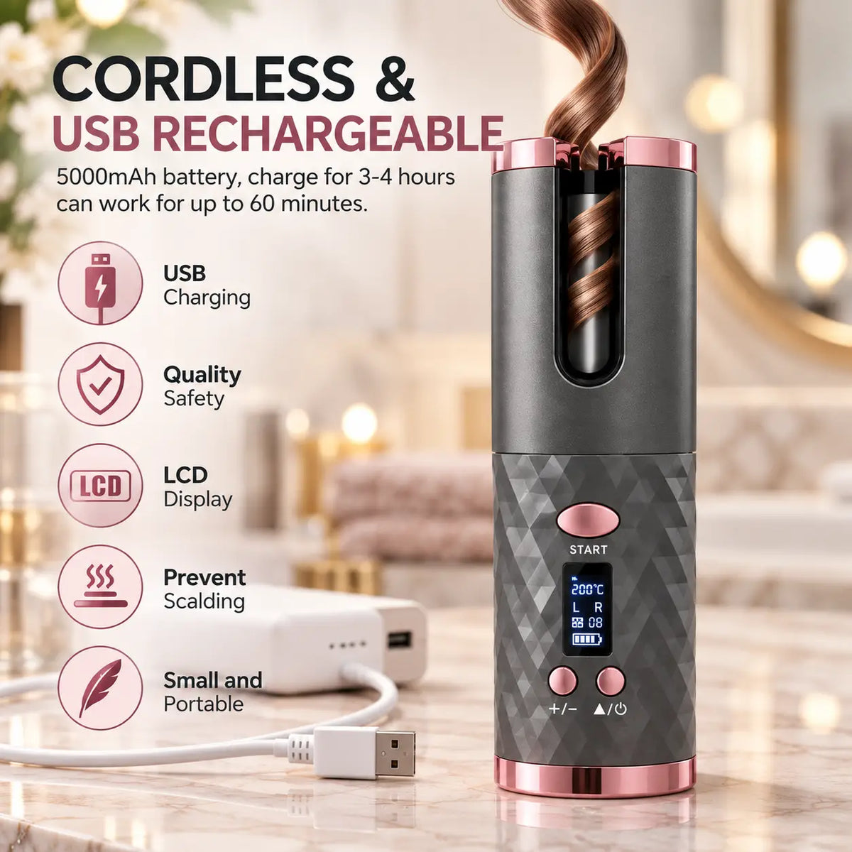 ESSETIKA Wavelle Cordless Automatic Hair Curler